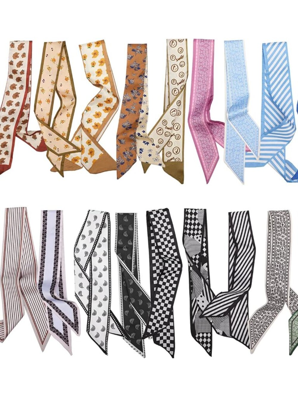 Fashion Silk Scarves Women, Multifunctional Boho Satin Neck Scarves